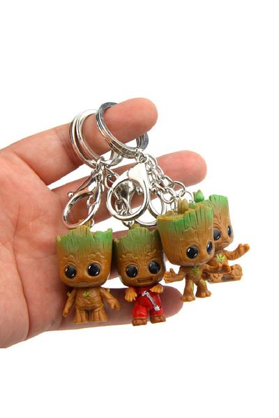Funko No Box B 4pcs/set Cute Version Baby Groot Tree Man Vinyl Figure Keychain Cartoon Doll Collection Mod