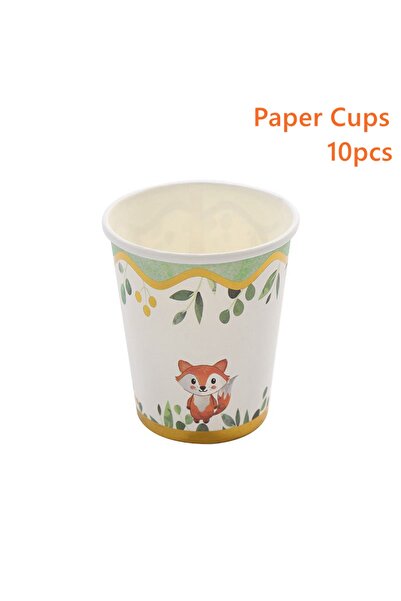 Choice1 10pcs Cups Woodland Birthday Party Plates Cup Tableware Happy Birthda...