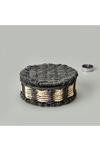 Simple Living Elegant Curves Decorative Storage Box - Black / White - 15X5 cm