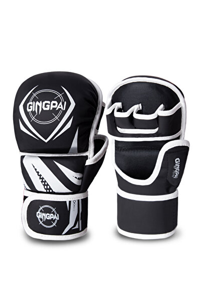 Choice قفازات ملاكمة احترافية سوداء وبيضاء بنصف أصابع من فنون القتال المختلطة...