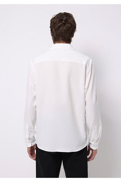 Colin's Regular Fit Shirt Neck Plain Men's White Long Sleeve Shirt