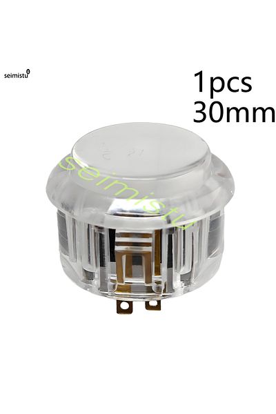 Choice 1pcs 30 white 5V LED Illuminated Arcade Light Push Button 30mm/24mm Clear Plastic Coin Operated Joys