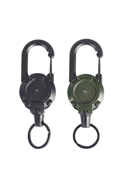 Choice سلسلة مفاتيح قابلة للسحب من قطعتين باللون الأسود والأخضر، مضادة للسرقة...