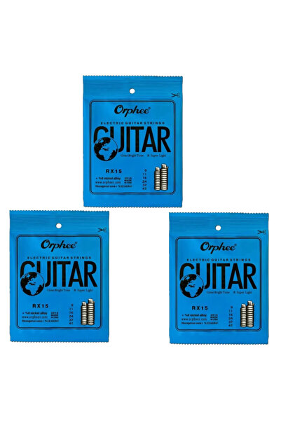 Choice4 RX15 X 3 مجموعات من أوتار الجيتار الكهربائي Orphee RX15 مقاس 17 و19 ب...