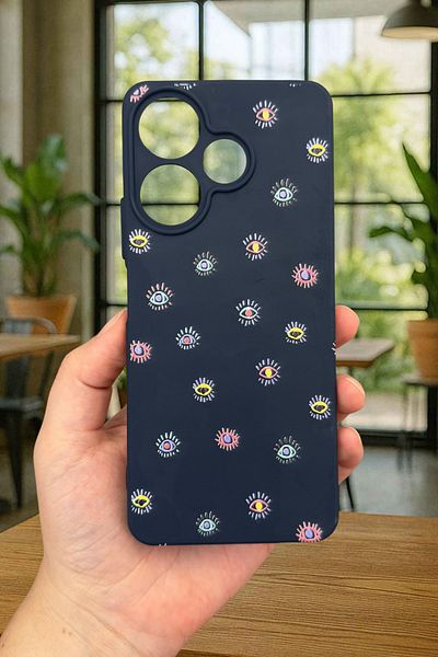 Vip Case Xiaomi Redmi 13 4g Mini Evil Eye Patterned Silicone Shock Absorbing Classic Protected Rubber Case277