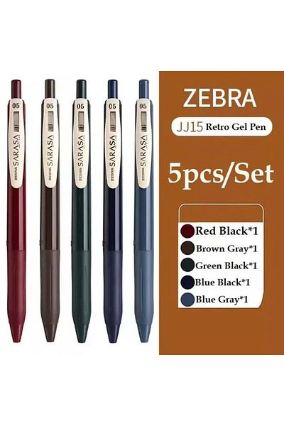 Choice 5pcs MIX set2 ZEBRA Retro Color Gel Pen JJ15 SARASA Push Color 0.5mm Pens for Writing 10 Color Kawai