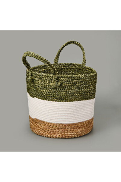 Simple Living Green Culture Dekoratif Sepet - Krem / Yeşil - 27x28 cm