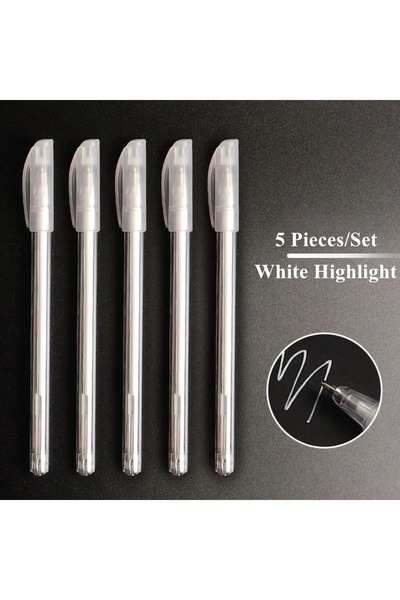 Choice Set of 5 Pieces 5/10pcs White Gel Ink Highlight Marker Pens 0.8mm for ...