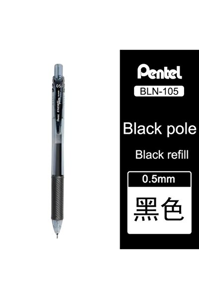 Choice قلم جل بينتيل إنيرجيل ياباني أسود، سريع الجفاف، BLN-105، رأس قلم نصف إ...