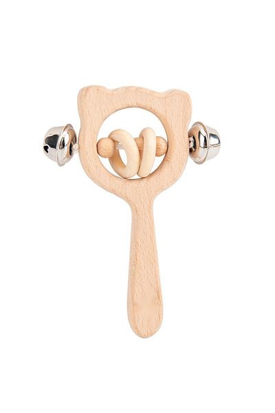 Choice Bear Bell Baby Music Rattle Toys Natural Beech Wood Chew Play Gym Hand Grab Ability Training Montess