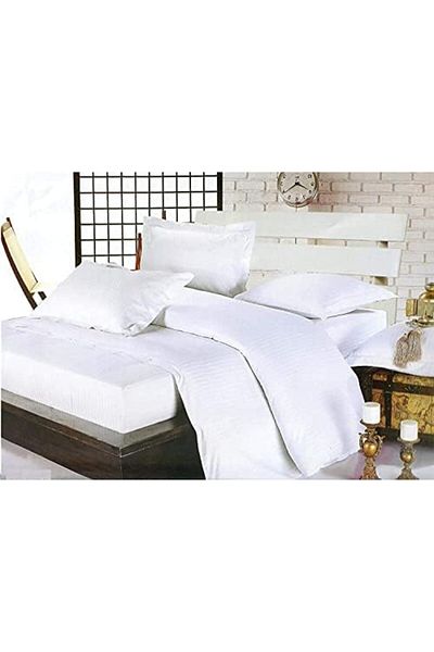 Generic umeema Super Soft Cotton 6pcs King Size (220 x 240 cm) Striped Duvet Cover Set, Fitted bed sheet wit