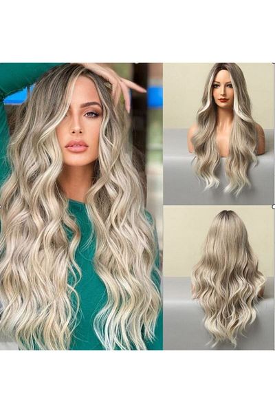 WildFashion Long hair wig with blonde balayage and slight waves PER88-9999