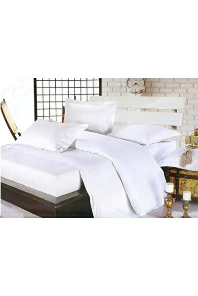 Generic Umeema Super Soft Cotton 4 pcs Single Size (160 x 210 cm) Striped Duvet Cover Set, Fitted bed sheet