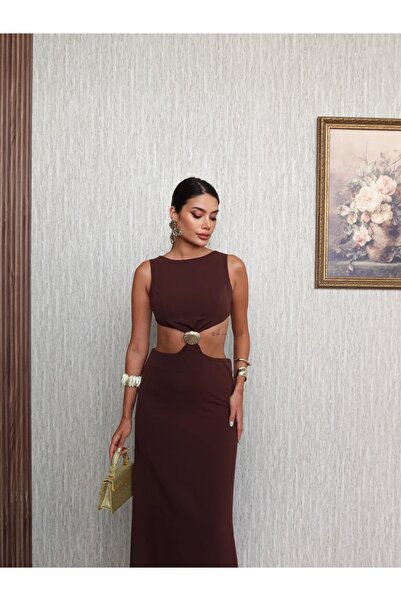 ESRAHELVACI Φόρεμα με κούφια μέση με αξεσουάρ Oyster