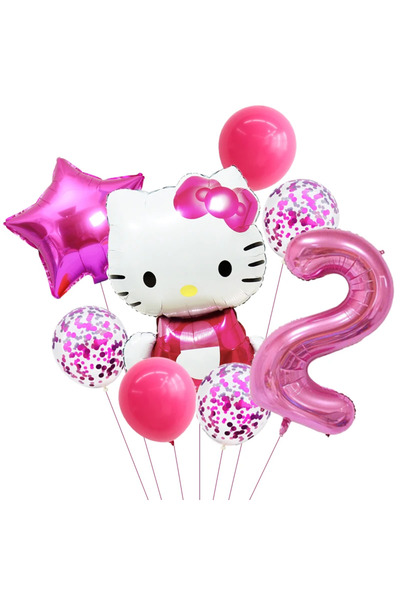 Miniso 1 set 8 pcs 8pcs Hello Kitty Foil Balloons Set Anime Cat Confetti Latex Balloon Kids Birthday Party
