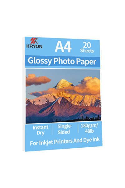 Choice WHITE KRYON A4 Size High Glossy Photo Paper 8.3 X 11.7 Inches 20 Sheet...