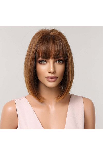 WildFashion Satin wig, long bob model with breton PER81-8899