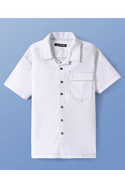 Pine kids Half Sleeves Solid Shirt - White