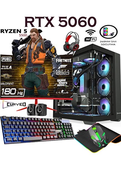 Apphirex REBİRTH X55 Ryzen 5 5500 32GB 1TB M.2 SSD RTX5060 GDDR7 24'' 180HZ C...