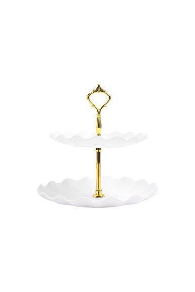 Choice white Double layer cake candy stand round wedding party fruit plate di...
