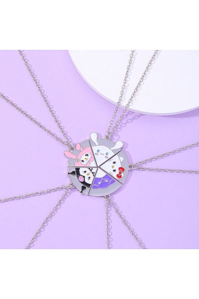Hasbro One Set 5 Pcs 5pcs Cute Animal Rabbit Bear Cat Dog Kitty Puzzle Pizza Pendant Necklace Set For 5 Chi
