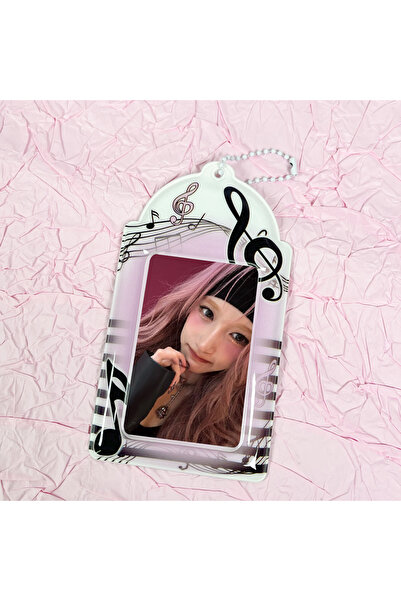 Choice1 حامل بطاقات نوتات موسيقية مخصصة باللونين الأسود والوردي بأجنحة منقطة ...