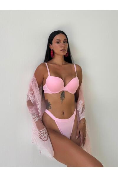 Cansoy Σετ ροζ σουτιέν με υποστήριξη από ύφασμα μπαμπού (730T)