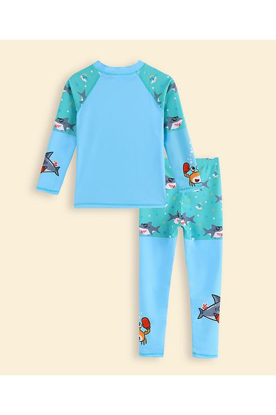 SAPS Sharks Printed Two Piece Swimsuit - Blue