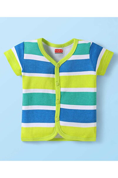 Babyhug 100% Cotton Striped and Printed Vests (Pack of 3) - Green, Blue & Orange