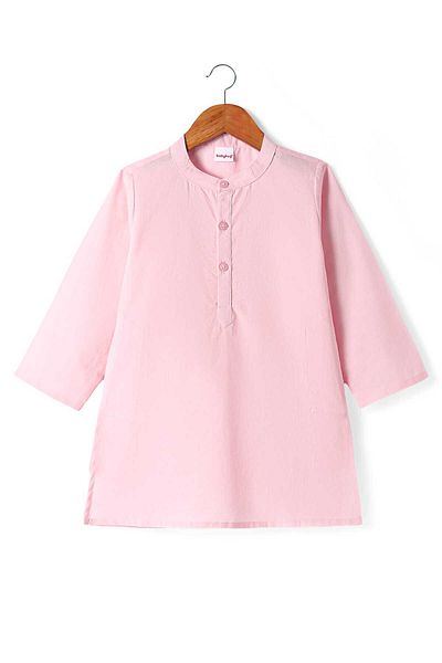 Babyhug Woven Full Sleeves Solid Dhoti Kurta Set with Sequin Embroidered Jacket - Pink