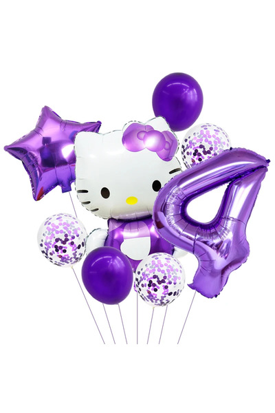 Miniso 1 set 8 pcs 8pcs Hello Kitty Foil Balloons Set Anime Cat Confetti Latex Balloon Kids Birthday Party