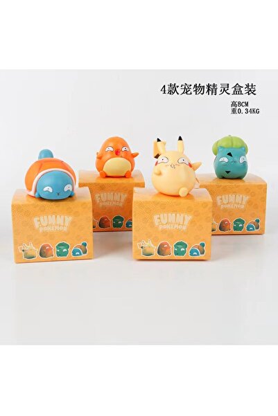 BANDAI with box 01 4pcs/set Pokemon Funny Fat Pikachu Bulbasaur Charmander Squirtle Cute Figure Collection