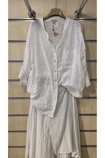 Park Moda Italian Cotton Shirt with Sequin Detail