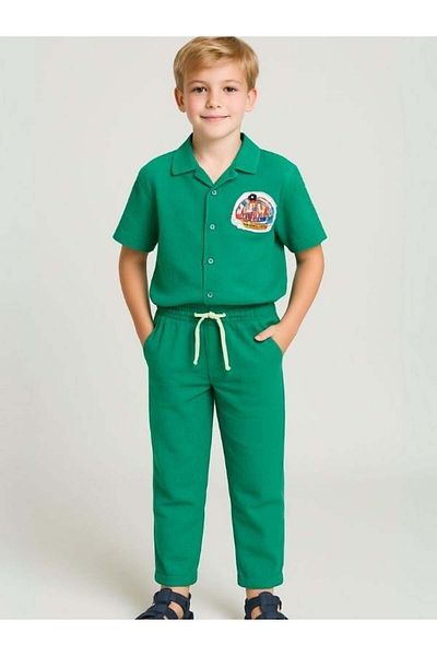 Zekids Boy's Muslin Fabric Elastic Waist Trousers