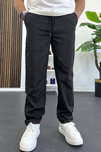 Edwox Men's Elastic Waist Jogger Pants Black Edw394