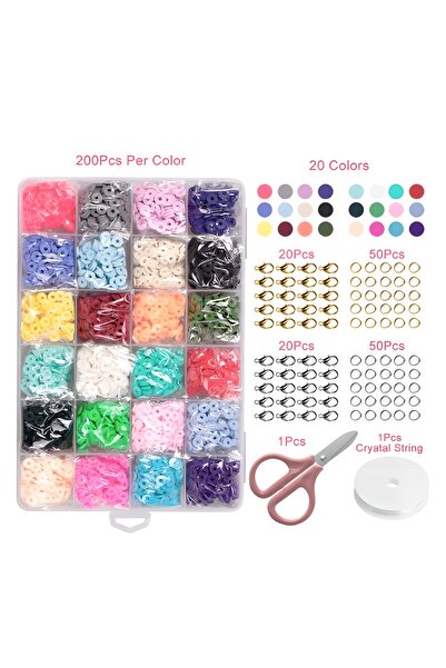 Yelajoy خرز هيشي الطيني 20 لونًا للأطفال، مجموعة قلادات خرز لصنع المجوهرات وا...