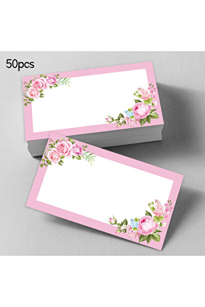 Choice 9x5.4 سم أخضر 50 قطعة، بطاقات رسائل فارغة وردية زهرية، بطاقات جيب، بطا...