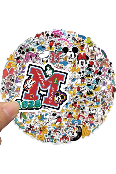Miniso 100pcs 100Pcs Cartoon Mickey Minnie Graffiti Stickers Guitar Luggage DIY Waterproof Stationery Decor