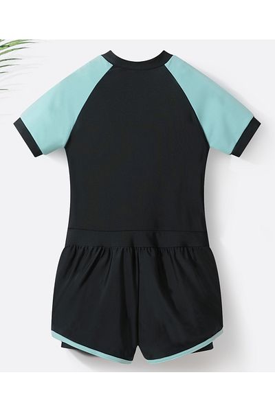 SAPS Good Vives Printed Legged Swimsuit - Black/Blue