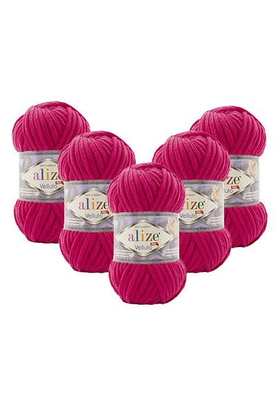 Alize 5 bucăți Velluto catifea fire de tricotat manual 798 Bougainvillea