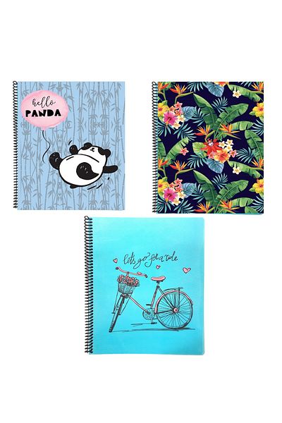 FLY COLOR Spiral Printed Cover A5 80 Sheets Checkered Ring Binder School Notebook Set