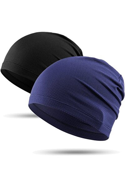 Choice قبعات الجري سريعة الجفاف باللون الأسود والأزرق الملكي، قطعتين، قبعات ر...