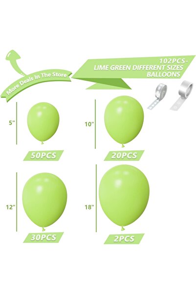 Choice مجموعة من 102 قطعة من البالونات اللاتكس باللون الأخضر الليموني لأعياد ...