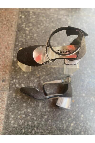 Metin Ayakkabı Black Outer Material Shiny Skin Leather Transparent Heels Children's Heels Shoes
