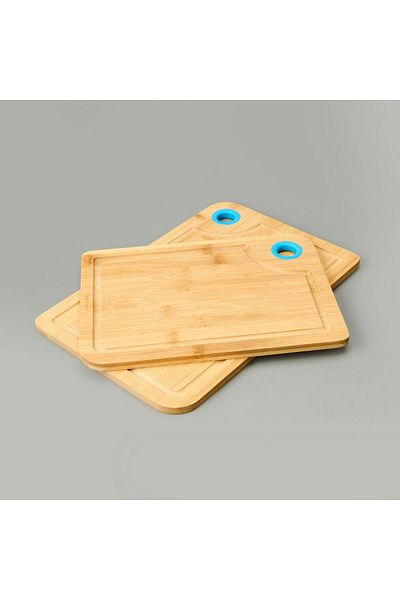 MATMEL Dual 2-Piece Cutting Board - Light Brown / Blue - 28X20 cm + 33X22 cm