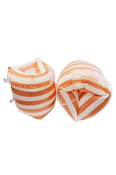 Alloet أكمام دائرية للذراعين قابلة للنفخ بخطوط برتقالية، زوج واحد، وسادة هوائ...