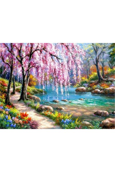 Choice لوحة ماسية خماسية الأبعاد ASFX6029 دائرية 30×40 سم، منظر طبيعي للمنزل،...