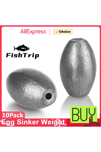 Choice 10 قطع 10 جرام FishTrip 10 قطع ثقل بيضاوي الشكل لصيد الأسماك التيارات