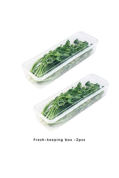 Choice transparent 2pcs 2/4PCS Long Rectangular Food Storage Containers, Plastic Reusable Refrigerator Orga