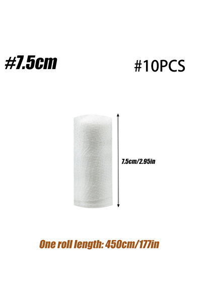 Choice 7.5 سم - 10 لفات من ضمادة الشاش مع شريط لاصق - ضمادة شاش بيضاء قابلة ل...